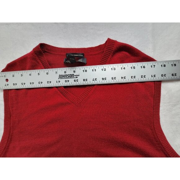Pronto Uomo Womens XL Red Extra Fine Merino Wool V-Neck Sleeveless Sweater Vest - Picture 5 of 7